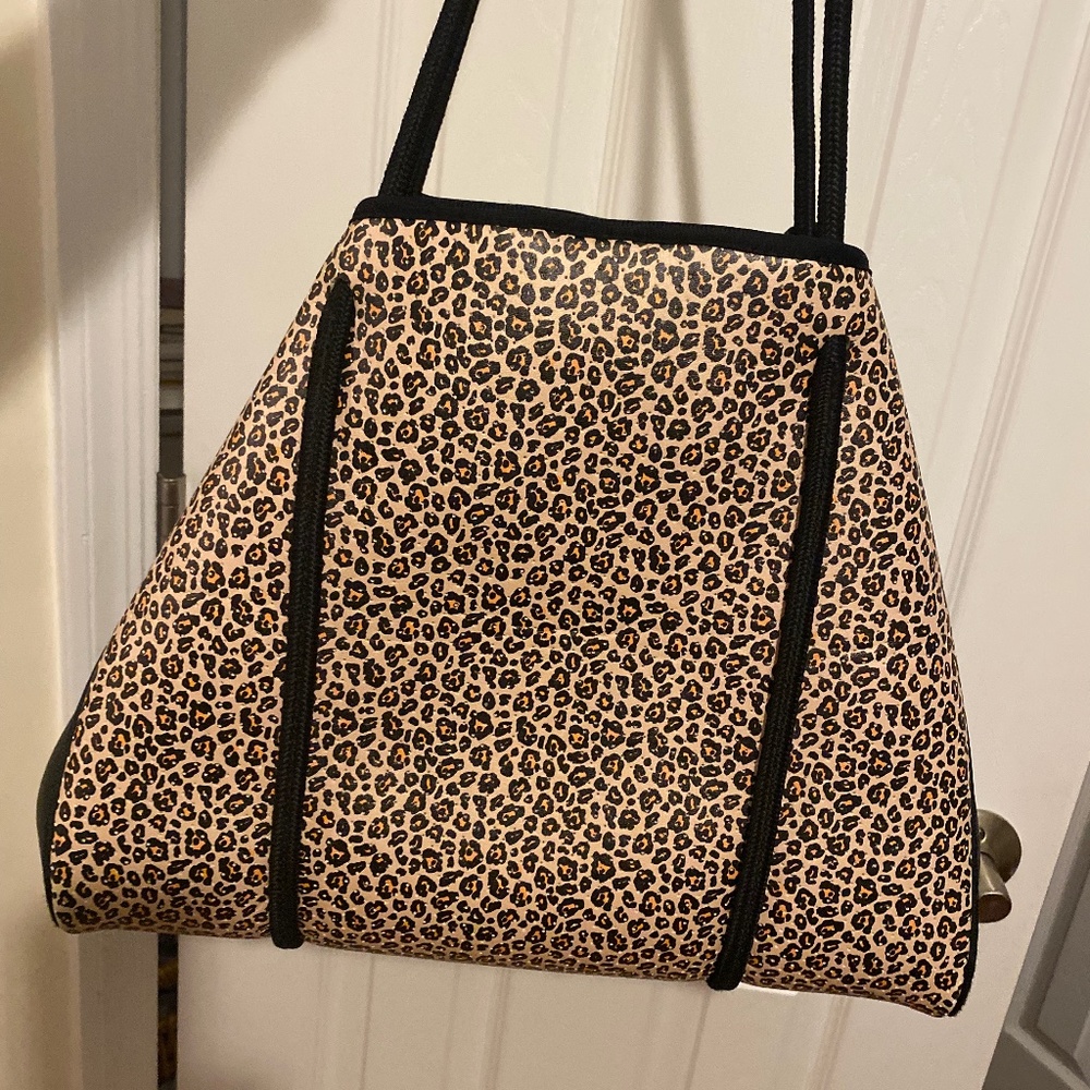 Hazel Neoprene Tote Bag Leopard Anthropologie